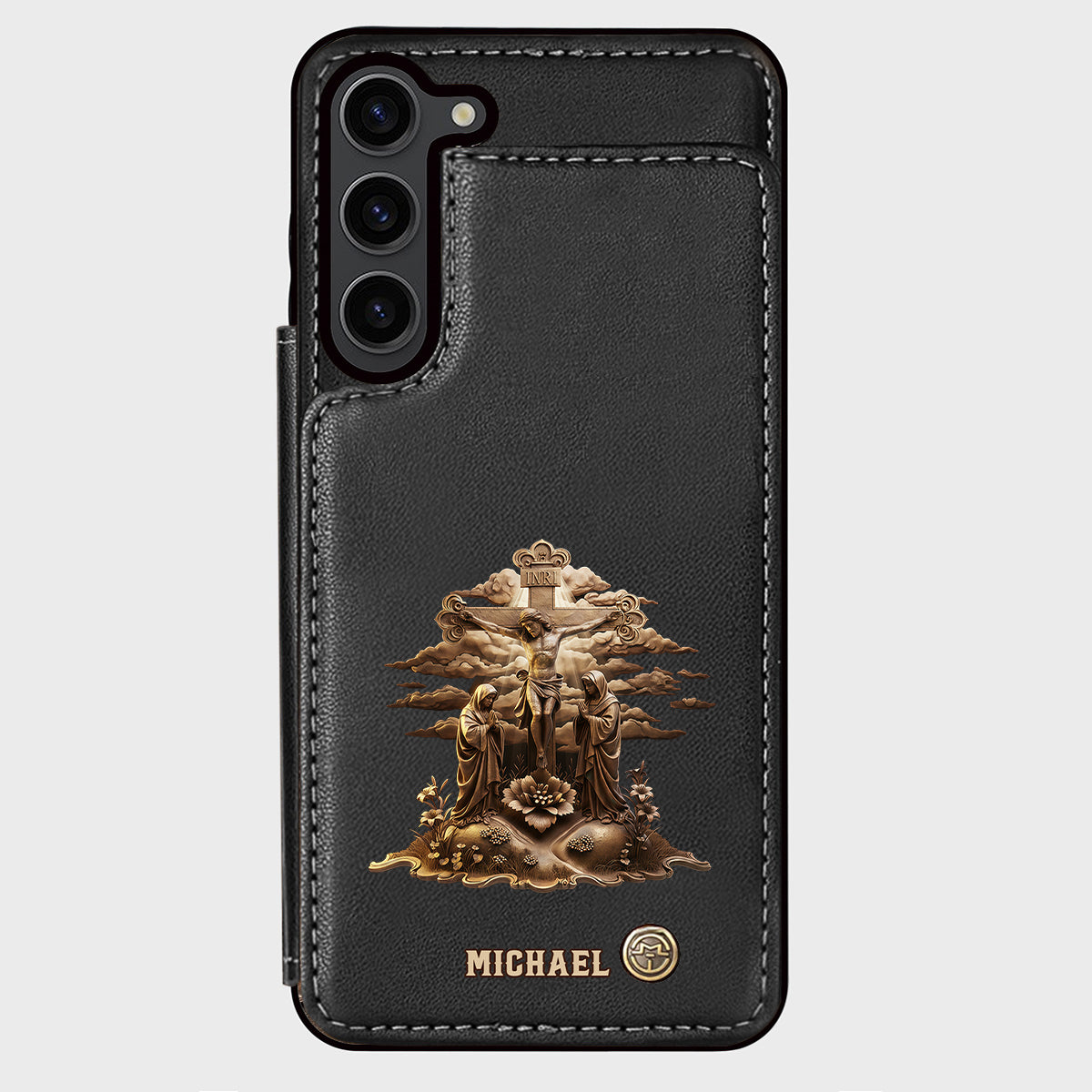 Christmas Sacred Crucifixion Sculpture - Personalized Christian Wallet Phone Case