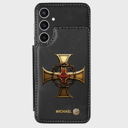 Christmas Golden Cross Crown of Thorns - Personalized Christian Wallet Phone Case
