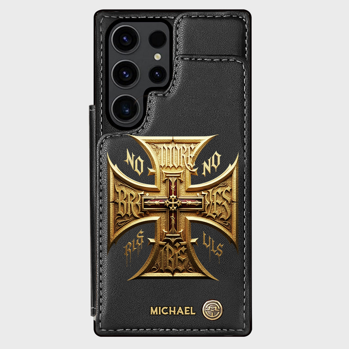 Medieval Cross Detailed Gothic Style - Personalized Christian Wallet Phone Case