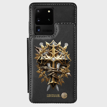 Festive Intricate Patriotic Christian Emblem - Personalized Christian Wallet Phone Case